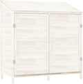 Armoire de Jardin en Bois de Sapin Blanc, 102x52x112 cm, Rangement Extérieur Solide