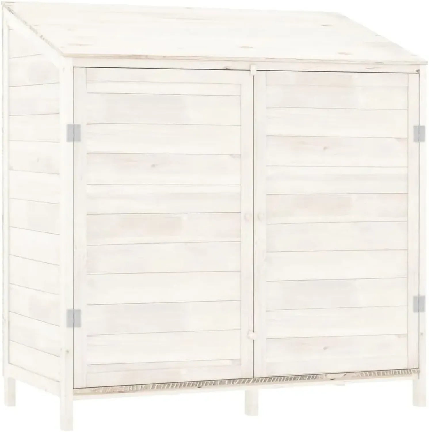 Armoire de Jardin en Bois de Sapin Blanc, 102x52x112 cm, Rangement Extérieur Solide