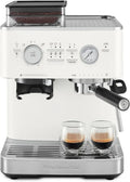 Machine à Expresso KitchenAid avec Broyeur Conique - Cafetière Semi-Automatique pour Expresso et Cappuccino - 355 ml - Blanc
