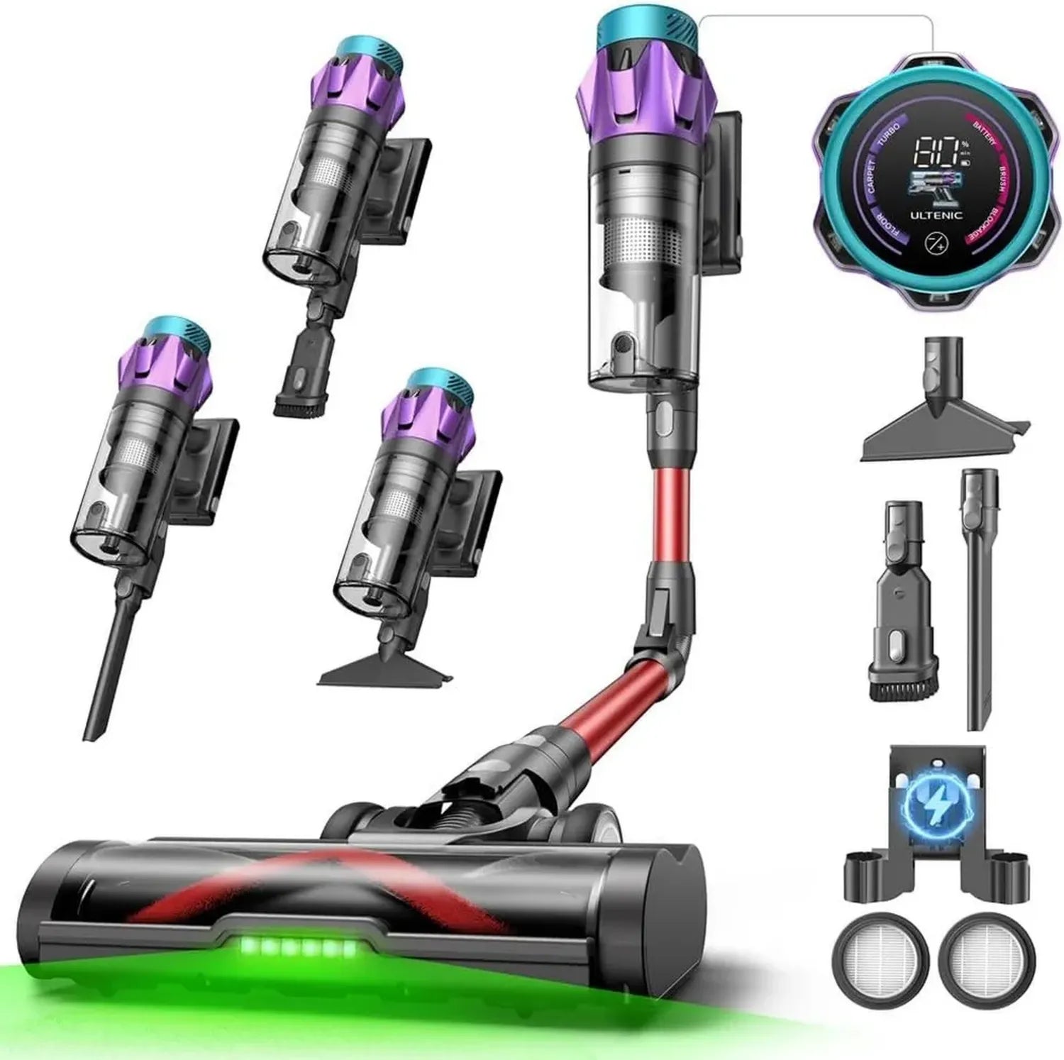 Aspirateur Balai Ultenic U18 Pro sans Fil - 55kPa, Spécial Poils d'Animaux, 80min d'Autonomie, Filtre HEPA H13, Tube Pliable