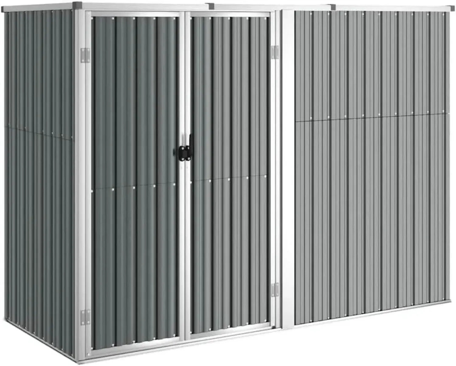 Cabane de Jardin en Acier Gris 225x89x161 cm pour Rangement Extérieur