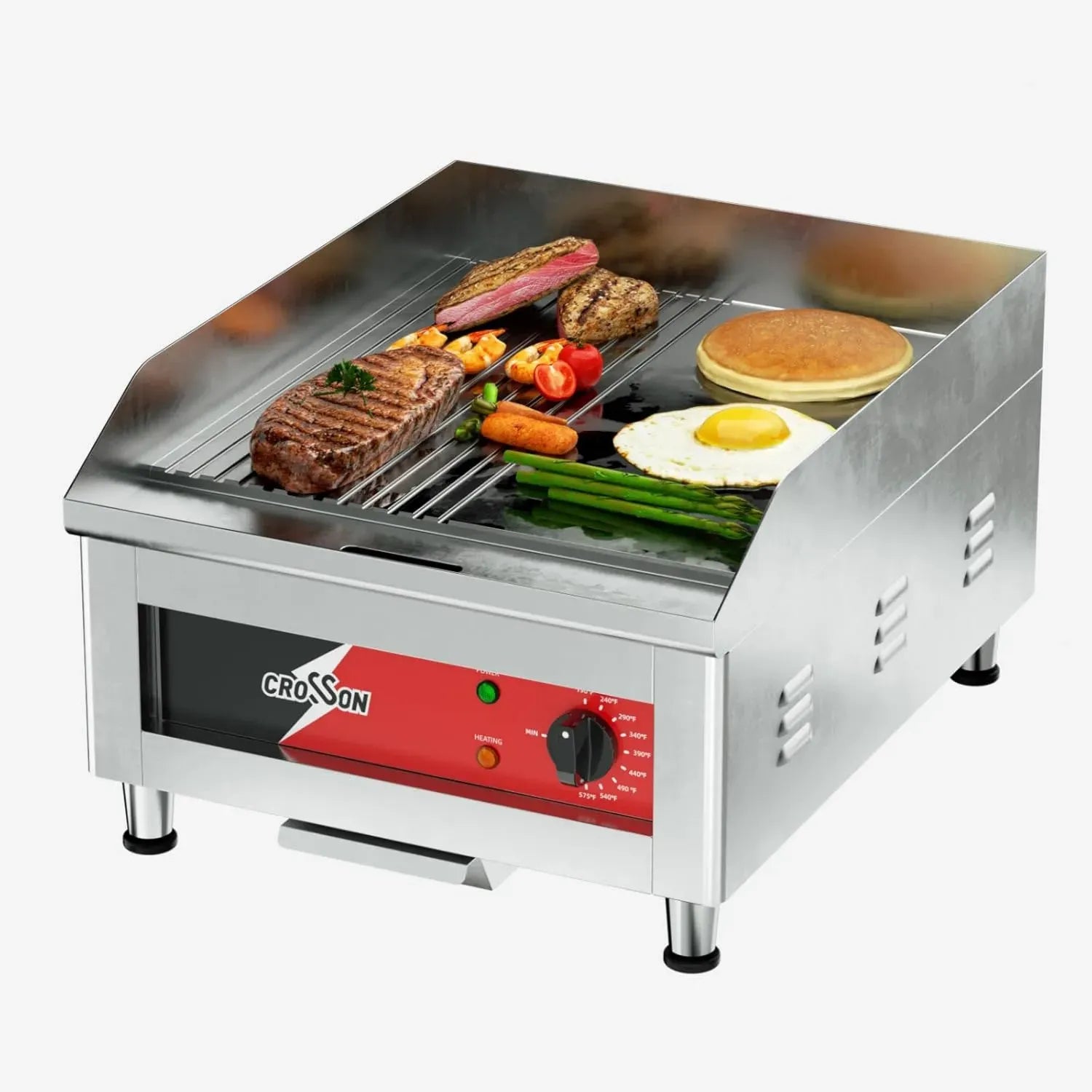 Plancha Électrique Professionnelle 2500W en Fonte Antiadhésive 10mm, Parfait pour Barbecue et Snack-Bar 40x40cm