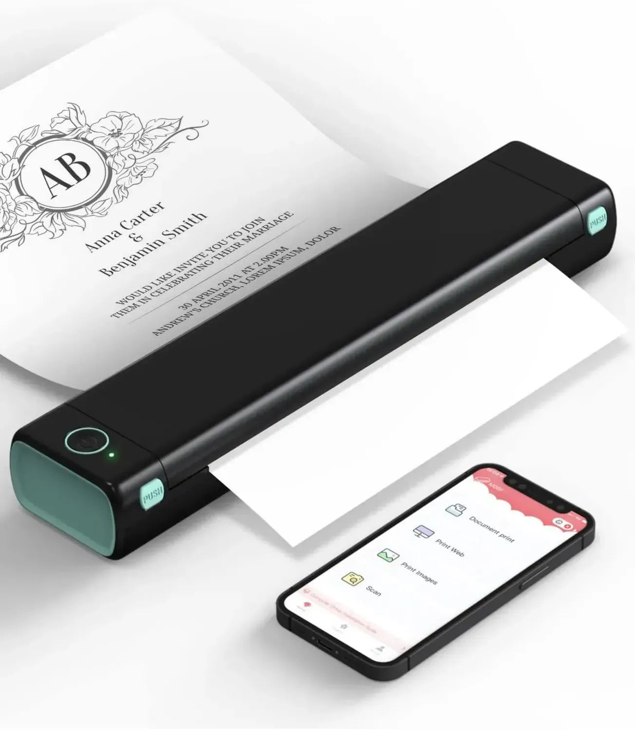 Phomemo M08F Imprimante Thermique Portable, Sans Encre, Compatibilité Bluetooth pour Smartphones et USB pour Tablettes/Mac