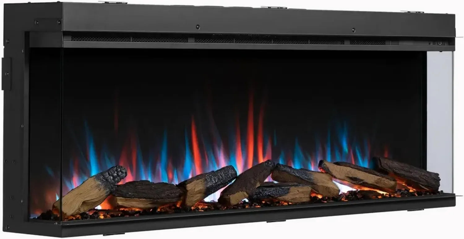 Cheminée Électrique Encastrable BALDERIA Athena 52' avec Chauffage, Flammes 3D Réalistes, LED, Télécommande et Thermostat - Noir