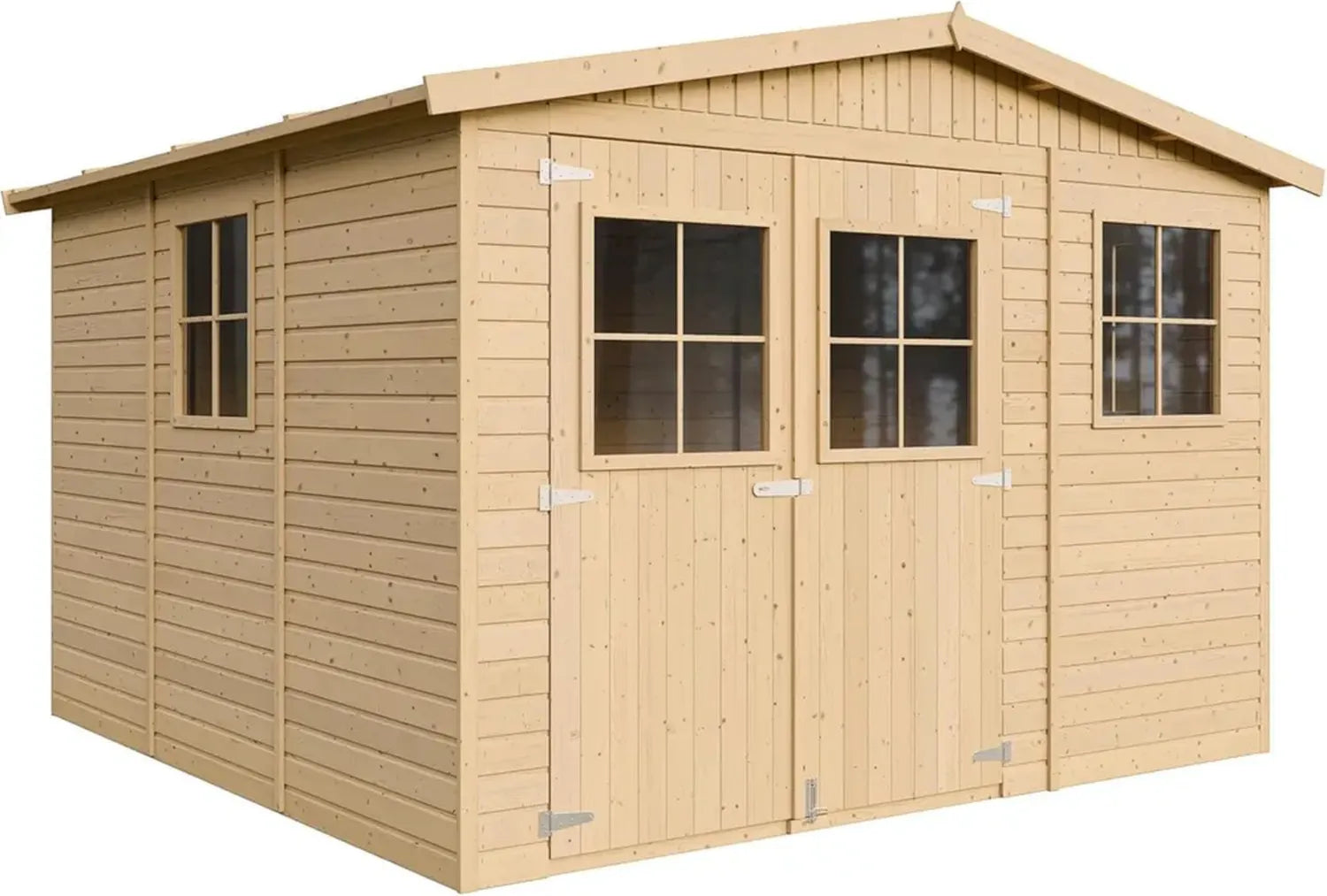 Abri de Jardin en Bois avec Fenêtres - 9 m² - Rangement Extérieur pour Outils et Vélos - TIMBELA M335
