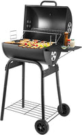 Grill au Charbon de Bois avec Couvercle et Thermomètre - Idéal pour le Jardin
