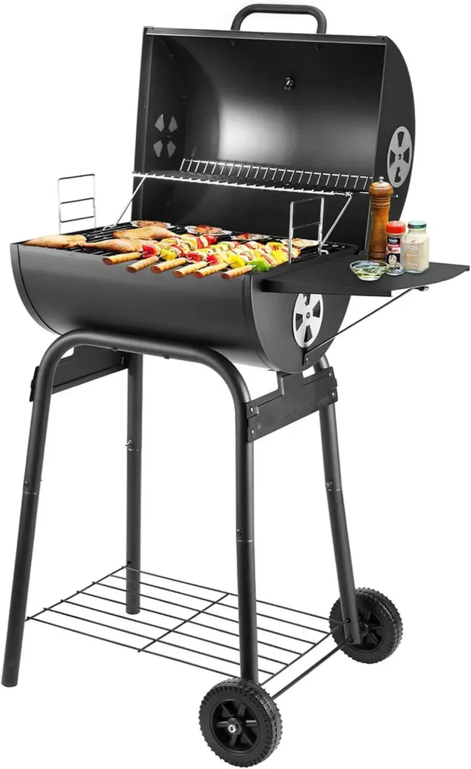 Grill au Charbon de Bois avec Couvercle et Thermomètre - Idéal pour le Jardin