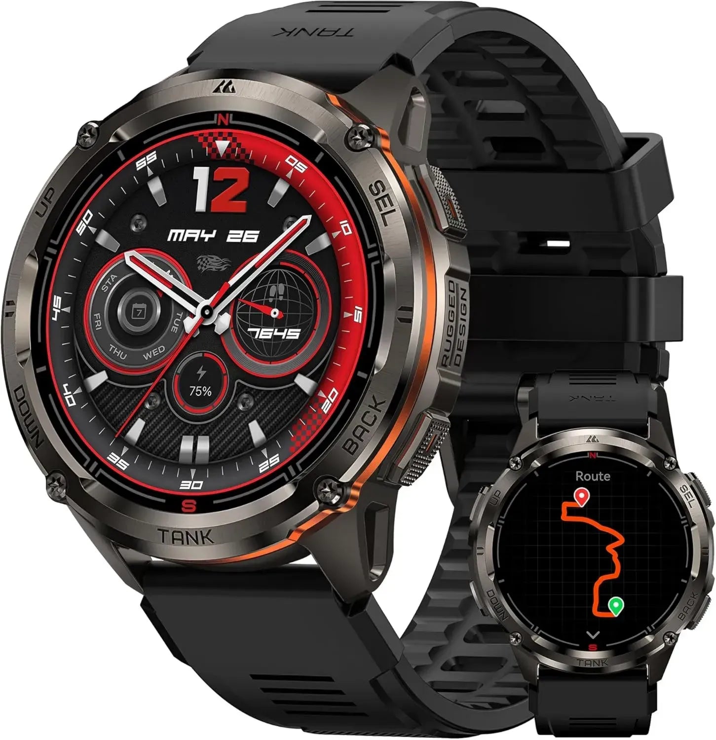 Montre KOSPET Tank T3 Ultra 2 Homme, GPS, Autonomie 60 Jours, Étanchéité 50M, Boîtier Métallique, Boussole/Altimètre/Appels Bluetooth, Suivi Cardiaque/Sommeil