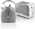 Ensemble Petit-Déjeuner Swan Vintage, Bouilloire Inox 1,8L et Grille-Pain 2 Tranches, Gris
