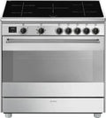 Table de Cuisson à Induction Smeg 5 Feux, 90x60 cm, Four Électrique Multifonction, Nettoyage Vapeur, Acier Inoxydable, Classe A