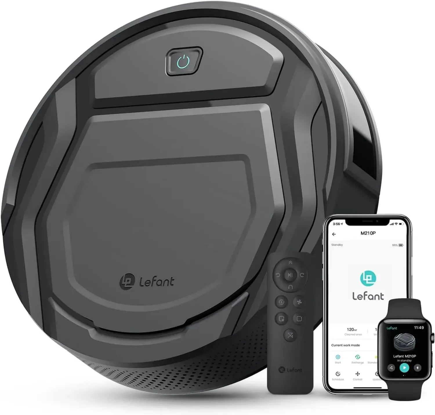 Lefant M210P Robot Aspirateur Intelligent, Compatible WiFi, Bluetooth, Alexa, Application, 2200Pa, Ultrafine et Silencieux, Recharge Automatique, 120 min, Idéal pour Sols, Tapis et Poils d'Animaux