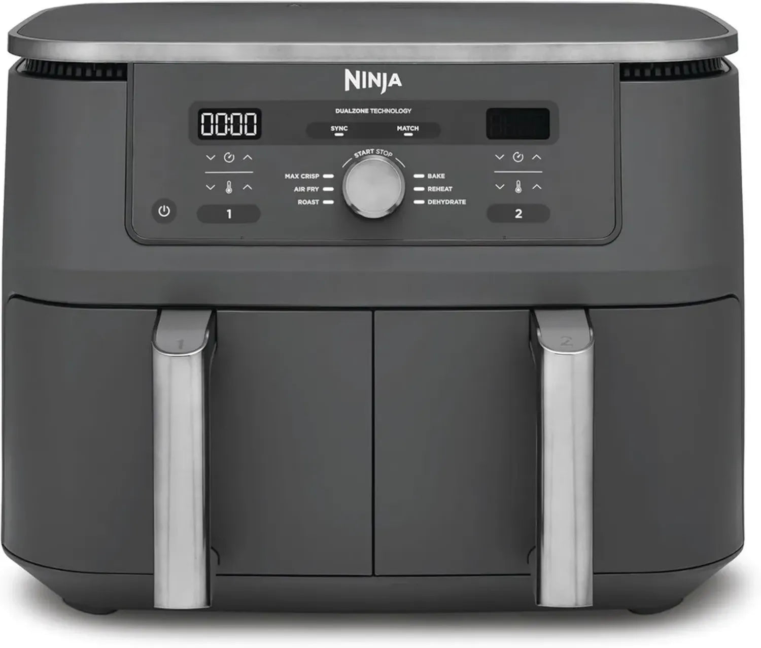 Ninja Friteuse Dual Zone 9,5 L, 6-en-1, Fonction Air Fry, Gris Métallisé