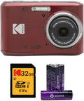 Kodak PIXPRO FZ45 Appareil Photo Numérique avec Carte SD 32 Go et Piles AA, Rouge