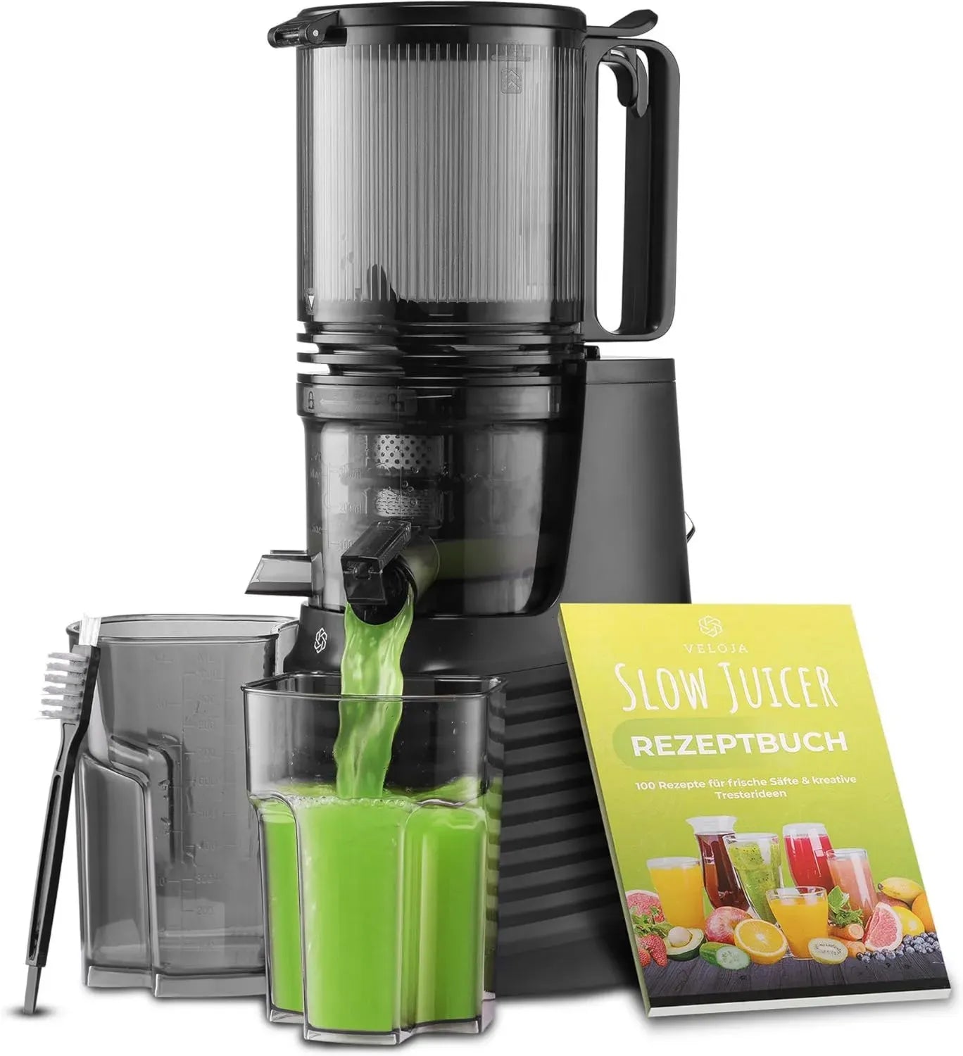 Extracteur de Jus à Froid Pro XL pour Fruits et Légumes, Moteur Silencieux, Nettoyage Facile, Livret de Recettes Inclus