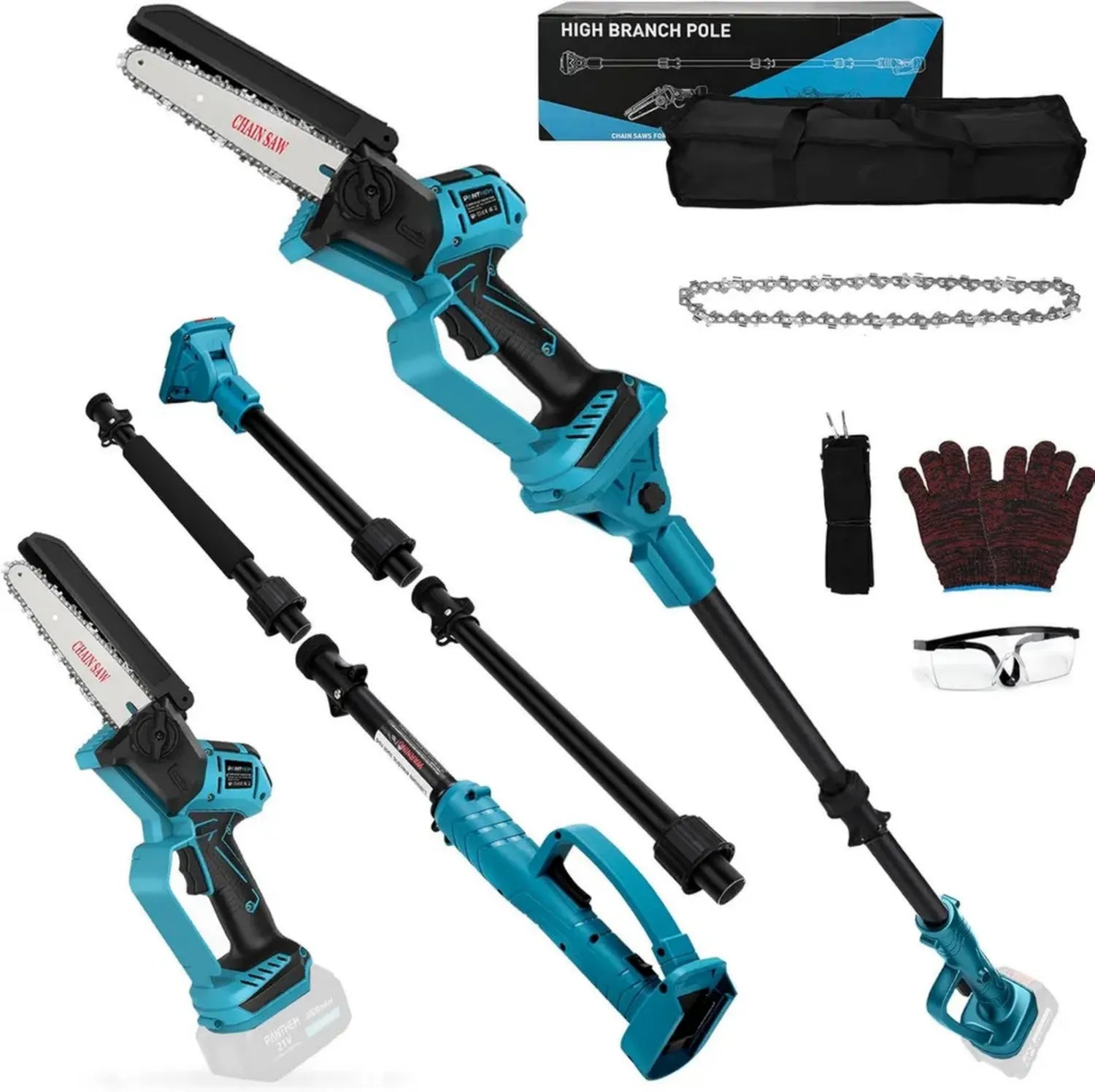Scie Électrique Sans Fil 6 Pouces pour Makita 18V, Ébrancheuse Télescopique 2 en 1 avec Chaîne de Sécurité
