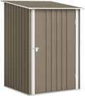 Outsunny Cabane de Jardin en Acier Galvanisé avec Porte Verrouillable, Toit Inclinable, 0,92 m², Marron et Blanc