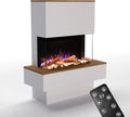 Cheminée Électrique sur Pied GLOW FIRE PR18 avec Feu LED 3D Réaliste, Chauffage, Effet Crépitant, Minuterie, 1500W, Blanc/Chêne
