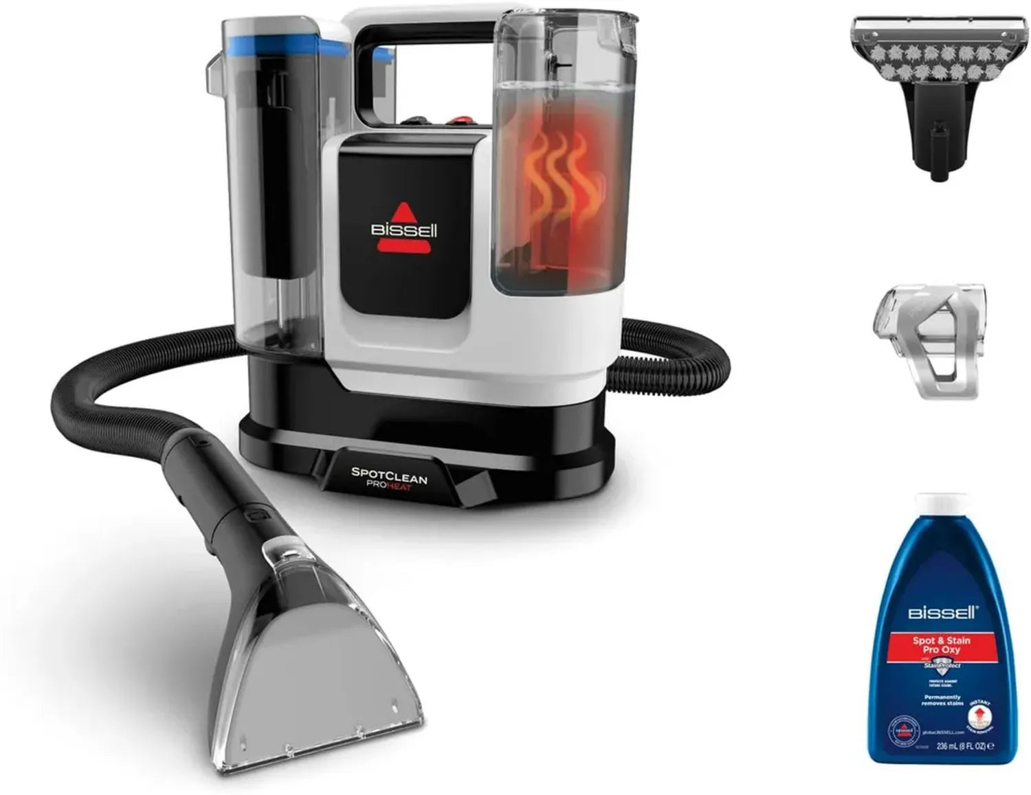 BISSELL SpotClean ProHeat, Nettoyeur Multi-surfaces Compact, Moteur 1125W, Élimination des Taches Tenaces, Modèle 3924N