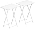 Ensemble de 2 Tables d'Appoint Pliables Style Industriel, Tables de Chevet pour Salon, Blanc