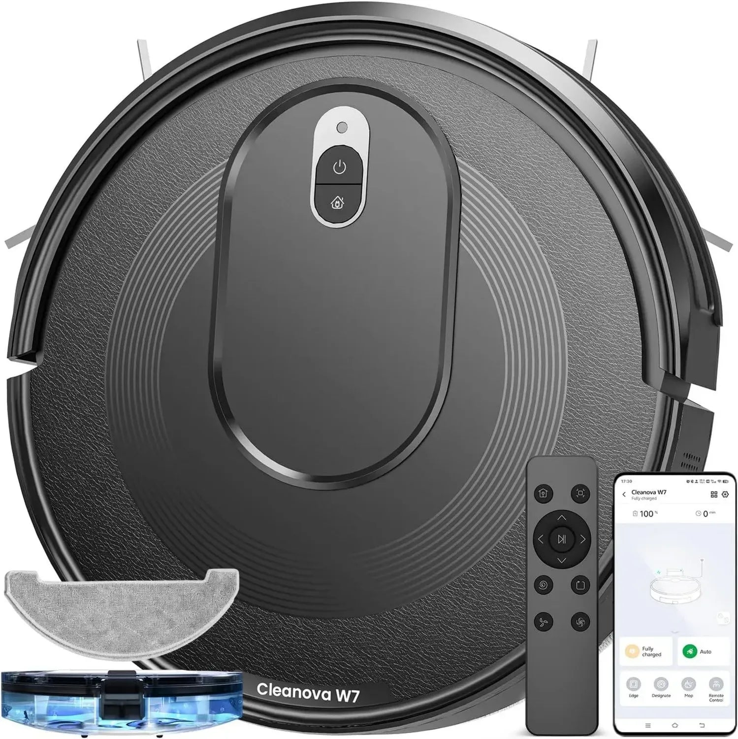 Aspirateur Robot Vexilar Cleanova W7, 3 en 1, Aspiration Puissante 4000Pa, Autonomie 120min, Anti-Enchevêtrement, Compatible Alexa/APP/IFTTT, Silencieux 55dB, Idéal pour Poils d'Animaux
