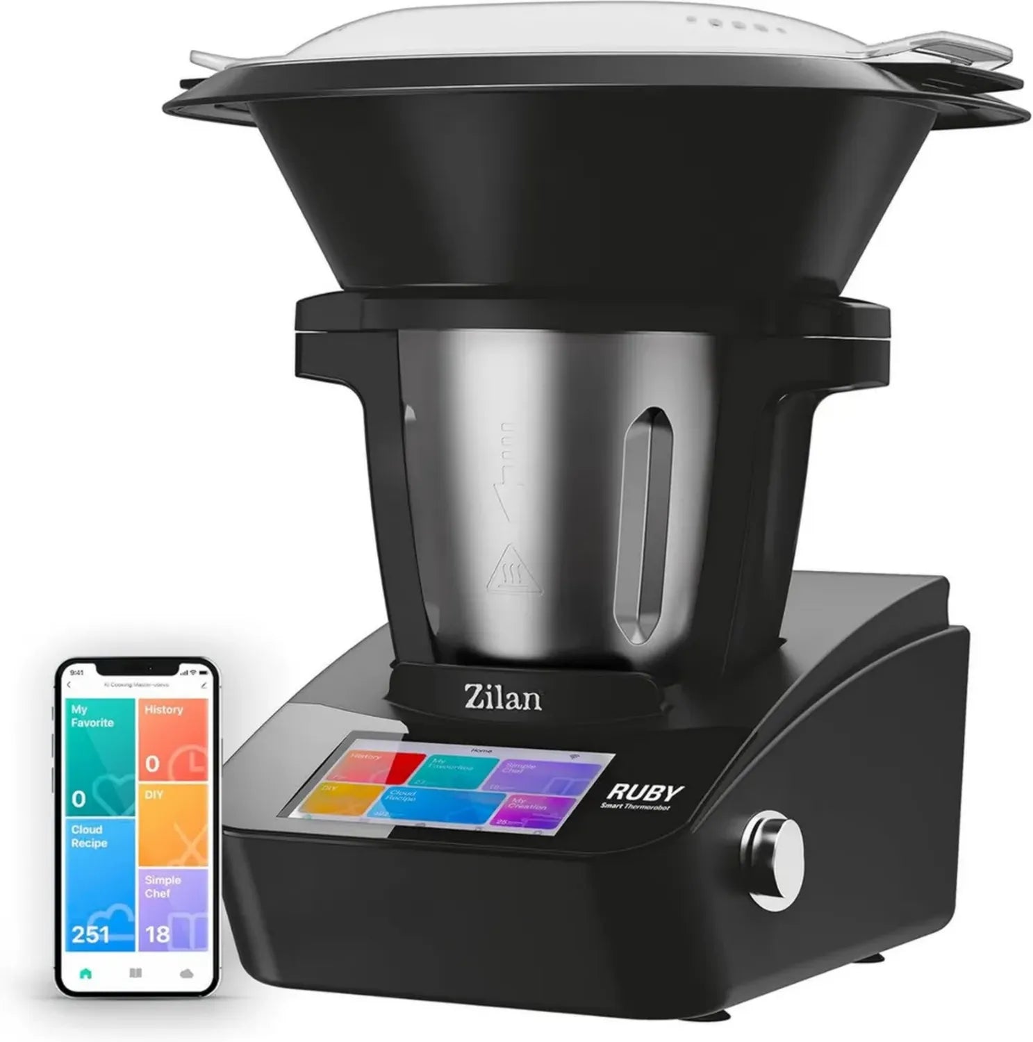 Robot culinaire intelligent Zilan RUBY avec écran tactile 7', Wi-Fi, 18 fonctions, bol 4,7 L, 1700 W