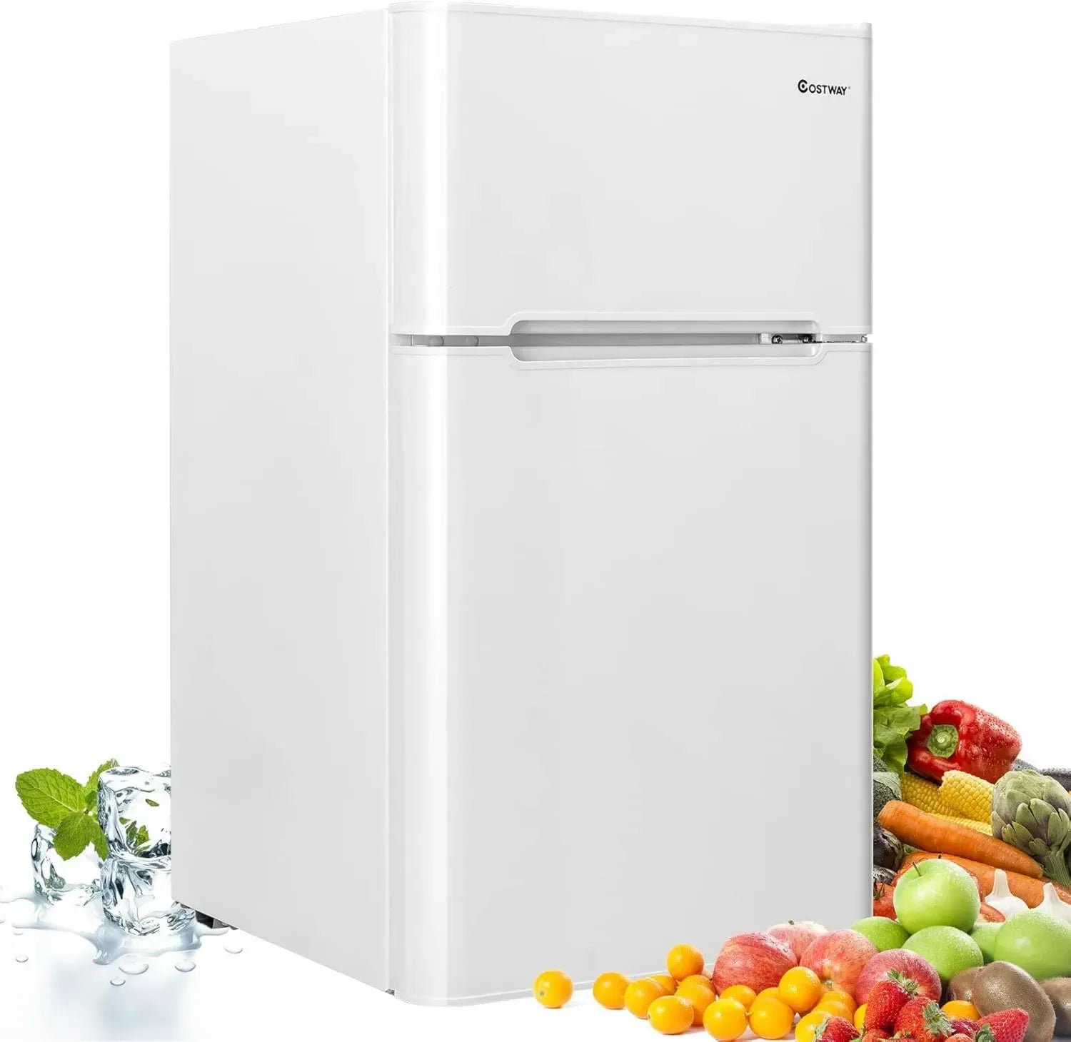 Réfrigérateur Double Porte 90L, Économie d'énergie, 7 Niveaux Température, 48,5 x 49,5 x 86 cm - Blanc