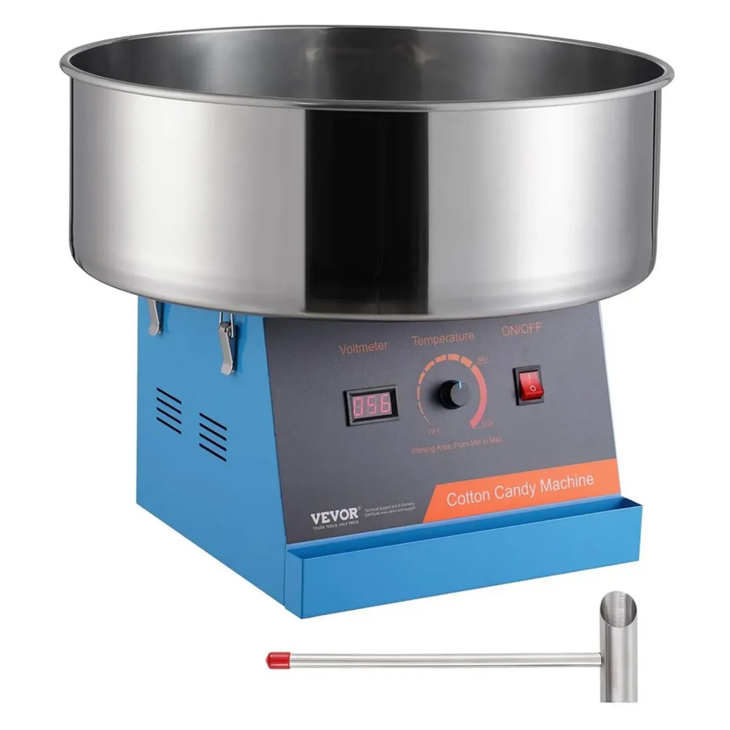 VEVOR Bonbonnière Électrique 1000W, Machine Professionnelle à Barbe à Papa avec Cuve en Acier Inoxydable et Cuillère, Idéale pour Événements Familiaux et Anniversaires (Bleu)