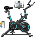 Vélo d'appartement connecté avec écran LCD, support tablette, résistance ajustable 0-100%, capacité 130 kg
