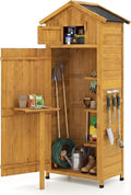 Armoire de Jardin en Bois avec Étagères Amovibles et Porte Sécurisée