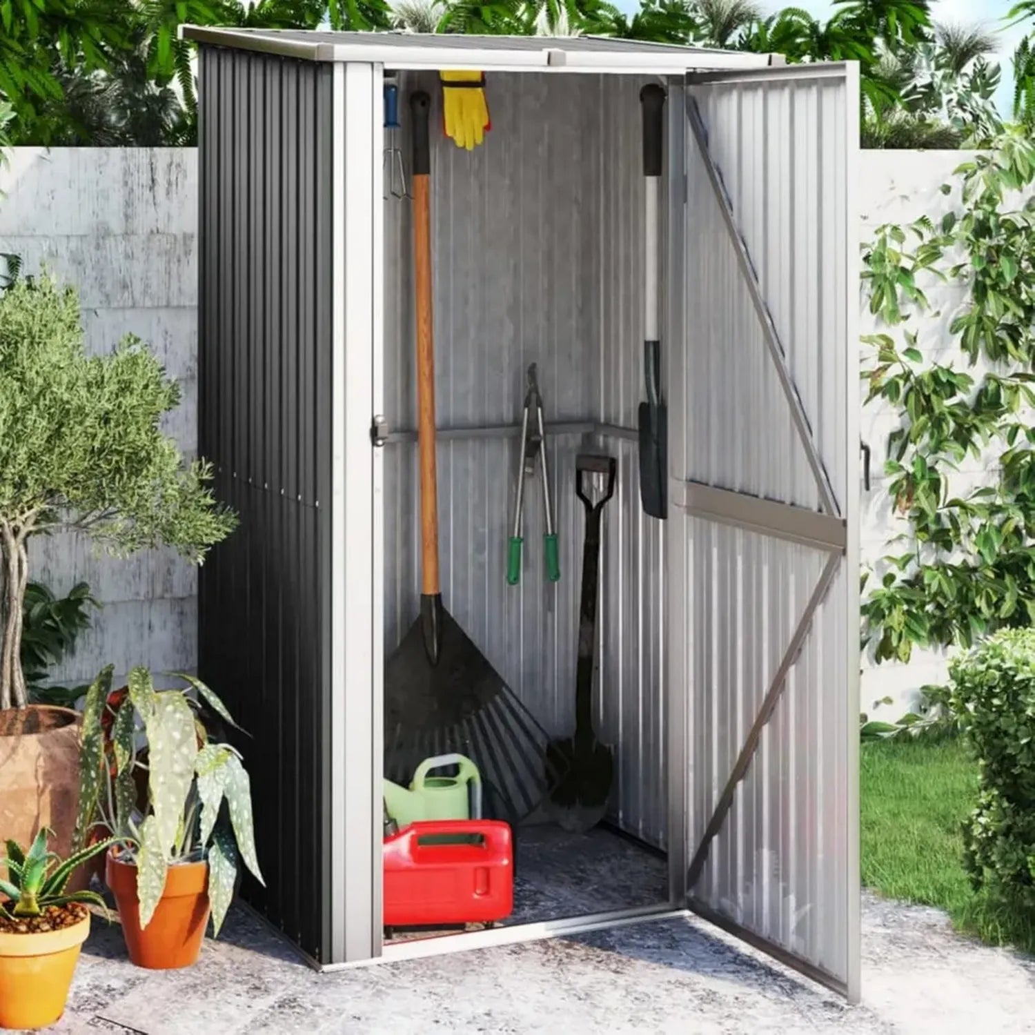 Abri de Jardin en Acier Galvanisé Anthracite 118,5x97x209,5 cm