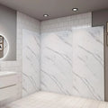 Lot de 3 panneaux de douche en marbre blanc avec profils en aluminium, 100x210cm