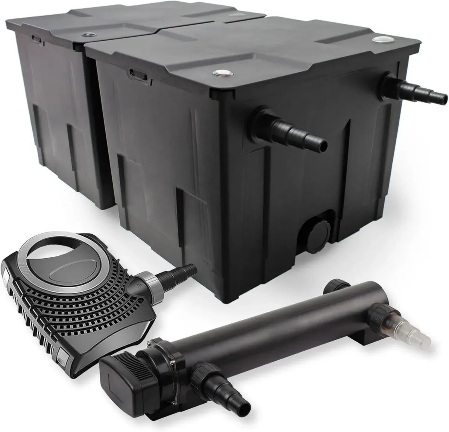 Kit complet SunSun pour bassin: Filtre biologique CBF-350B, Pompe de filtration NEO10000 10000l/h 80W, Clarificateur UVC CUV-336 36W