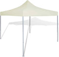 Pavillon de Jardin Pliable 3x3m Crème avec Structure en Acier et Toit Résistant aux Intempéries