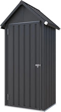 Abri de Jardin Métallique YODOLLA, Résistant aux Intempéries avec Porte Sécurisée et 3 Étagères Amovibles, 84x55x178cm, Gris Foncé