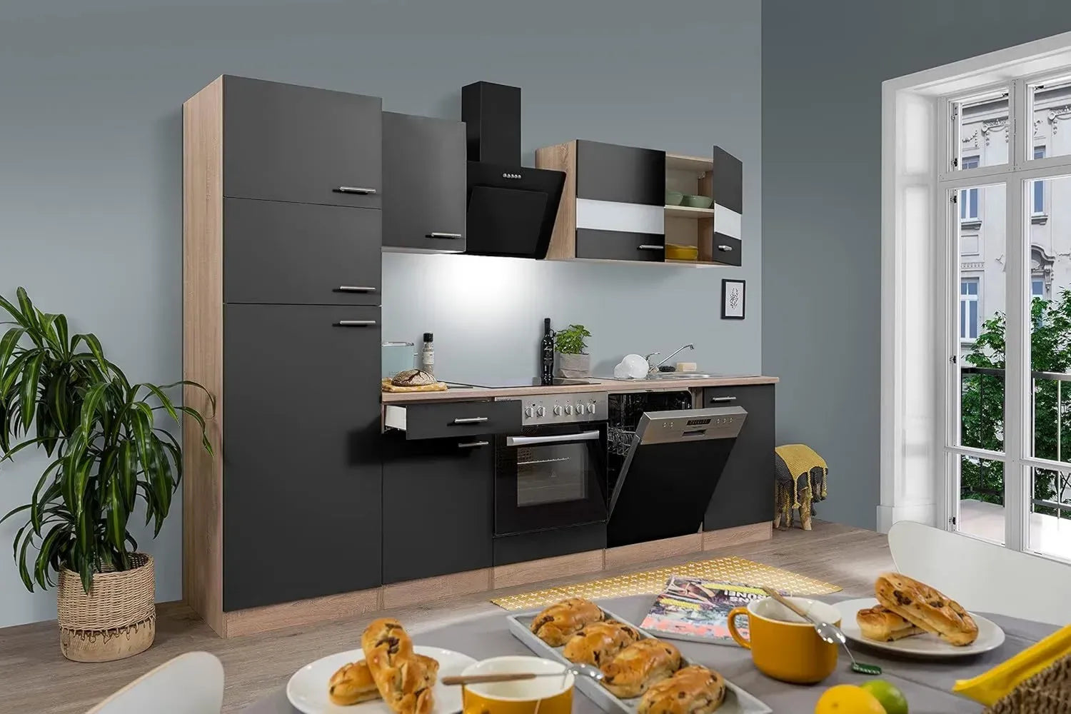 Ensemble de Cuisine 280 cm Chêne avec Électroménagers Inclus