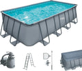 Kit Piscine Rectangulaire Summer Waves 549x274x132 cm Gris avec Pompe et Accessoires