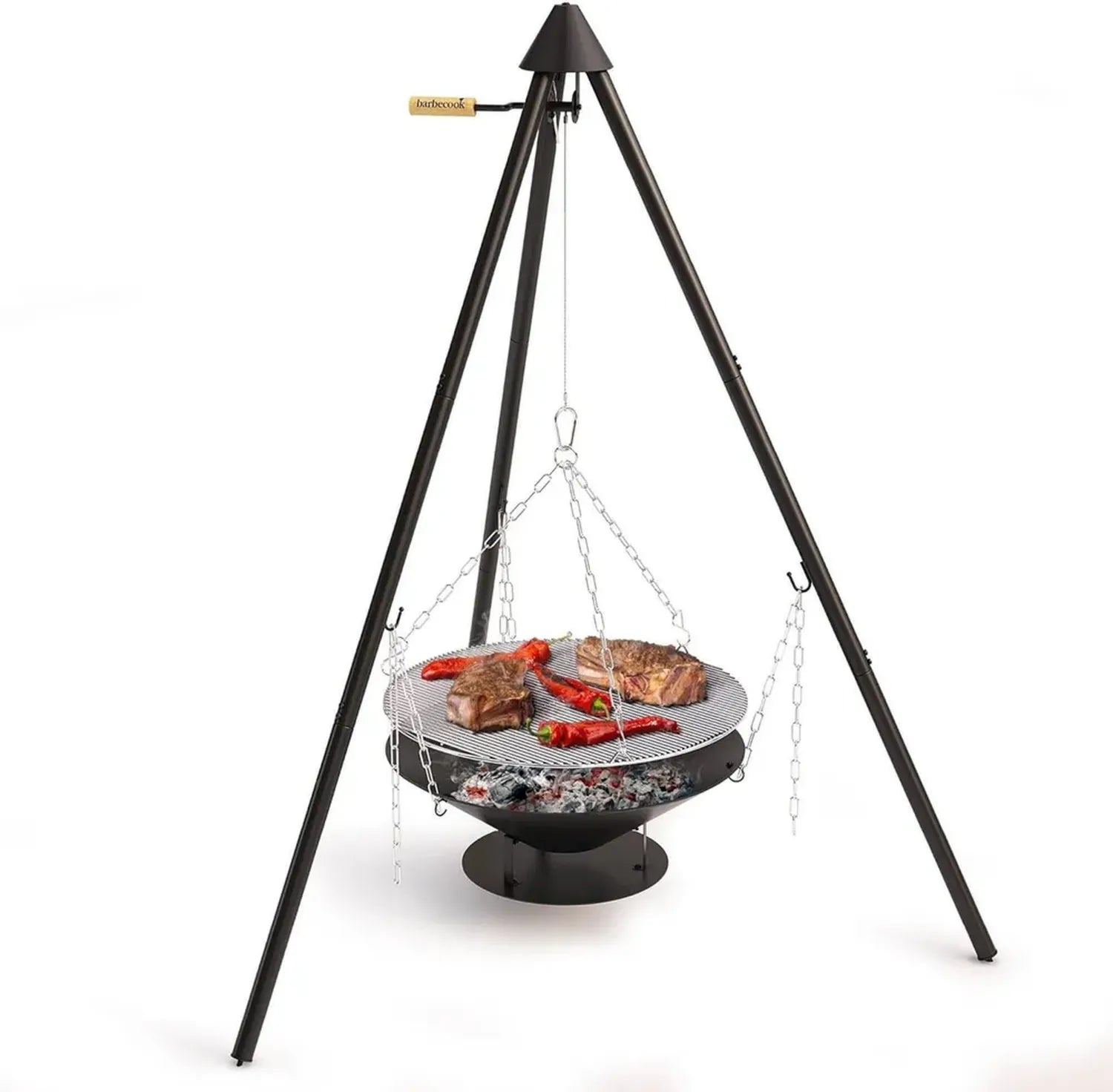Grill Barbecook Portable sur Trépied avec Housse, 60x60x166cm, Noir