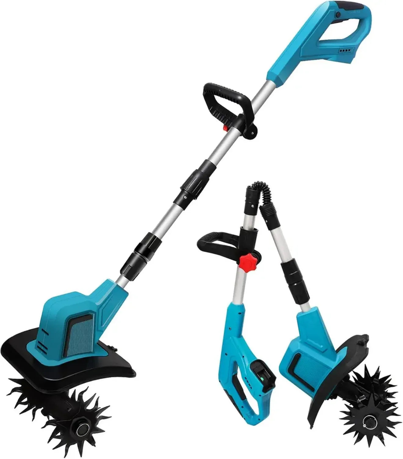 Cultivateur Électrique sans Fil 18V Compatible Makita, Moteur Brushless, Hauteur Ajustable, Largeur 20 cm, Profondeur 15 cm, Idéal pour Jardins et Cours (Batterie Non Incluse)