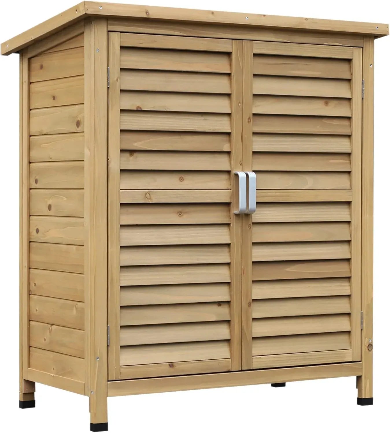 Armoire de Jardin Outsunny en Bois avec Étagères et Toit Bitumé
